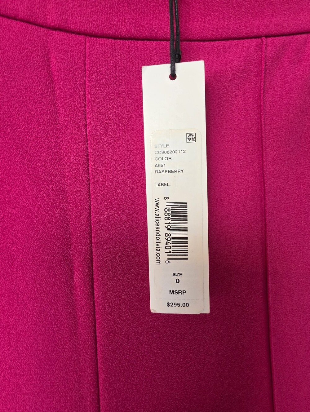 NWT. ALICE & OLIVIA Dylan High Rise Pant In Raspberry - Picture 2 of 12